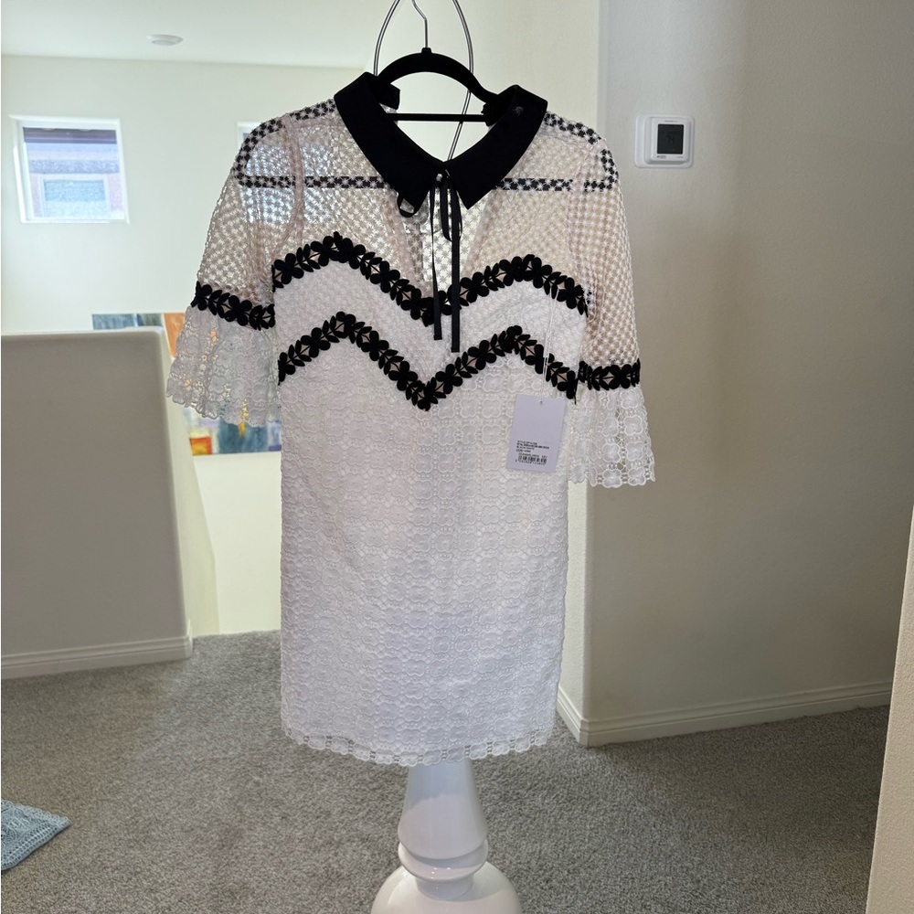 Self-Portrait Black and White Mini Dress
